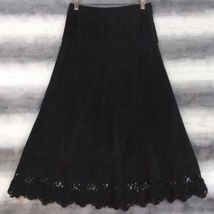 Etcetera Leather Boho Crocheted Skirt 0